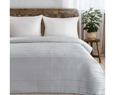 Eurofirany Sidabrinė dekoratyvinė lovatiesė, dygsniuota lovatiesė miegamajam, 170x210cm lovos užtiesalas, sidabrinis pledas, moderni lovatiesė Lovatiesė