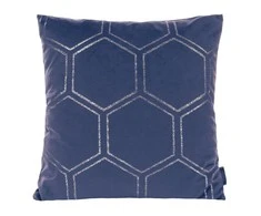 Eurofirany BLINK / 12 Aksominis pagalvės užvalkalas su auksiniu medaus korio raštu, 45X45 cm, spalva: mėlyna