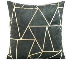 Eurofirany BLINK / 29 Aksominis pagalvės užvalkalas su auksiniu geometriniu raštu, 45X45 cm, spalva: tamsi mėtinė / šviesiai auksinė
