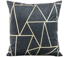 Eurofirany BLINK / 29 Aksominis pagalvės užvalkalas su auksiniu geometriniu raštu, 45X45 cm, spalva: tamsiai mėlyna / šviesiai auksinė