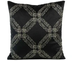 Eurofirany BLINK / 30 Aksominis pagalvės užvalkalas su sidabriniu raštu, 45X45 cm, spalva: juoda / šviesiai auksinė