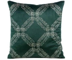 Eurofirany BLINK / 30 Aksominis pagalvės užvalkalas su sidabriniu raštu, 45X45 cm, spalva: tamsiai žalia / šviesiai auksinė