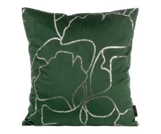 Eurofirany  BLINK / 35 Aksominis pagalvės užvalkalas su ginkmedžio lapų raštu, 45X45 cm, spalva: žalia / šviesiai auksinė