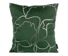 Eurofirany  BLINK / 35 Aksominis pagalvės užvalkalas su ginkmedžio lapų raštu, 45X45 cm, spalva: žalia / šviesiai auksinė