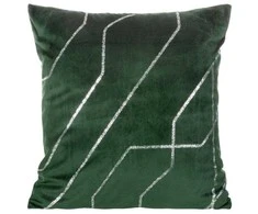 Eurofirany BLINK / 37 Aksominis pagalvės užvalkalas su sidabriniu raštu, 45X45 cm, spalva: tamsiai žalia