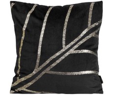 Eurofirany BLINK / 38 Aksominis pagalvės užvalkalas su auksiniu lapų raštu, 45X45 cm, spalva: juoda