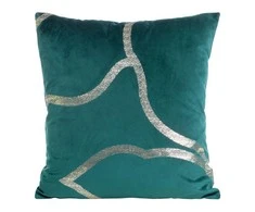 Eurofirany BLINK / 40 Aksominis pagalvės užvalkalas su auksiniu raštu, 45X45 cm, spalva: tamsi turkio