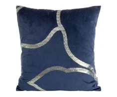 Eurofirany BLINK / 40 Aksominis pagalvės užvalkalas su auksiniu raštu, 45X45 cm, spalva: mėlyna