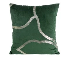 Eurofirany BLINK / 40 Aksominis pagalvės užvalkalas su auksiniu raštu, 45X45 cm, spalva: tamsiai žalia