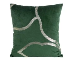 Eurofirany BLINK / 40 Aksominis pagalvės užvalkalas su auksiniu raštu, 45X45 cm, spalva: tamsiai žalia