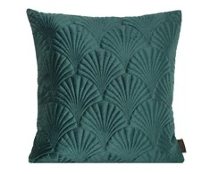 EUROFIRANY PREMIUM RIA2 Pagalvės užvalkalas iš minkšto aksomo, dygsniuotas tradiciniu siuvimo būdu, art deco raštas, 45 x 45 cm, spalva: tamsi žalia