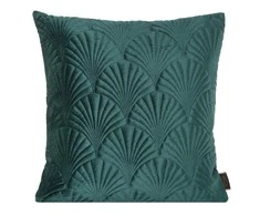 EUROFIRANY PREMIUM RIA2 Pagalvės užvalkalas iš minkšto aksomo, dygsniuotas tradiciniu siuvimo būdu, art deco raštas, 45 x 45 cm, spalva: tamsi žalia