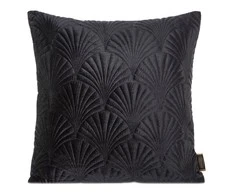 EUROFIRANY PREMIUM RIA2 Pagalvės užvalkalas iš minkšto aksomo, dygsniuotas tradiciniu siuvimo būdu, art deco raštas, 45 x 45 cm, spalva: juoda