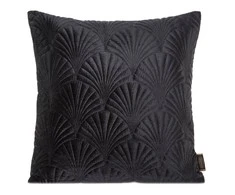 EUROFIRANY PREMIUM RIA2 Pagalvės užvalkalas iš minkšto aksomo, dygsniuotas tradiciniu siuvimo būdu, art deco raštas, 45 x 45 cm, spalva: juoda