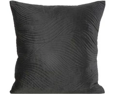Eurofirany RIA5 Aksominis pagalvės užvalkalas, dygsniuotas tradiciniu būdu, su banguotu raštu, 45X45 cm, spalva: juoda