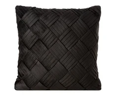 Eurofirany Juodas aksominis pagalvės užvalkalas, 45x45 cm dekoratyvinis pagalvėlės užvalkalas, minkštas poliesterio pagalvės užvalkalas, modernus namų dekoro pagalvės užvalkalas, interjero detalė