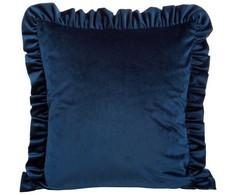 Eurofirany VELVET / 25 Aksominis pagalvės užvalkalas, dekoruotas raukiniais, 45 X 45 cm, spalva: tamsiai mėlyna