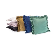 Eurofirany VELVET / 25 Aksominis pagalvės užvalkalas, dekoruotas raukiniais, 45 X 45 cm, spalva: tamsiai mėlyna