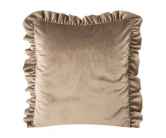 Eurofirany VELVET / 25 Aksominis pagalvės užvalkalas, dekoruotas raukiniais, 45 X 45 cm, spalva: tamsi smėlio