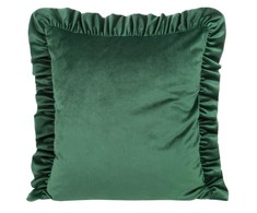 Eurofirany VELVET / 25 Aksominis pagalvės užvalkalas, dekoruotas raukiniais, 45 X 45 cm, spalva: tamsiai žalia