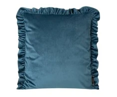 Eurofirany VELVET / 25 Aksominis pagalvės užvalkalas, dekoruotas raukiniais, 45 X 45 cm, spalva: mėlyna