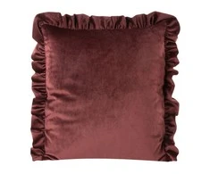 Eurofirany VELVET / 25 Aksominis pagalvės užvalkalas, dekoruotas raukiniais, 45 X 45 cm, spalva: raudona