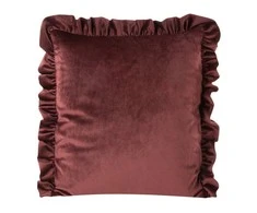 Eurofirany VELVET / 25 Aksominis pagalvės užvalkalas, dekoruotas raukiniais, 45 X 45 cm, spalva: raudona