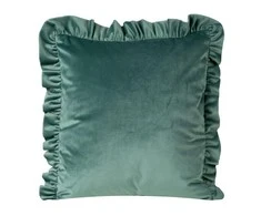 Eurofirany VELVET / 25 Aksominis pagalvės užvalkalas, dekoruotas raukiniais, 45 X 45 cm, spalva: tamsi mėtų