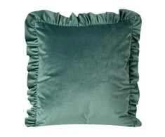 Eurofirany VELVET / 25 Aksominis pagalvės užvalkalas, dekoruotas raukiniais, 45 X 45 cm, spalva: tamsi mėtų