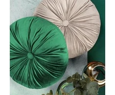 Eurofirany VELVET / 40 Apvali pagalvėlė iš minkšto aksomo, dygsniuota su sagute, su užpildu, ∅ 40 cm, spalva: tamsi smėlio Pagalvės užvalkalas
