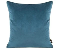 Eurofirany VELVET / 57 Dvipusis aksomo ir imitacinio lino pagalvės užvalkalas su apvadais kraštuose, 45X45 cm, spalva: mėlyna