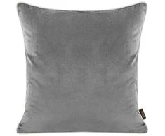 Eurofirany VELVET / 57 Dvipusis aksomo ir imitacinio lino pagalvės užvalkalas su apvadais kraštuose, 45X45 cm, spalva: pilka