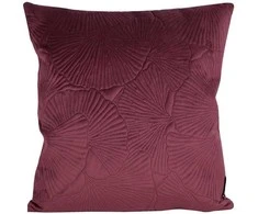 Eurofirany VELVET / 58 Minkšto aksomo pagalvės užvalkalas su įspaustu ginkmedžio lapų raštu, 45X45 cm, spalva: bordinė