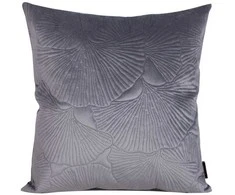 Eurofirany VELVET / 58 Minkšto aksomo pagalvės užvalkalas su įspaustu ginkmedžio lapų raštu, 45X45 cm, spalva: plieno