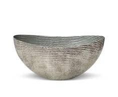 Eurofirany Dekoratyvinis metalinis dubuo, sidabrinė apdaila, 45x22x22 cm, modernus dizainas, universali stalo puošmena, namų akcentas, stilingas interjero elementas