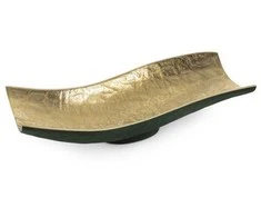 Eurofirany Dekoratyvinis metalinis dubuo, tamsiai žalias su auksiniais akcentais, modernus interjero akcentas, 33x15x8 cm, elegantiška namų dekoracija, stilingas padėklas