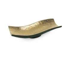 Eurofirany Dekoratyvinis metalinis dubuo, tamsiai žalias su auksiniais akcentais, modernus interjero akcentas, 33x15x8 cm, elegantiška namų dekoracija, stilingas padėklas