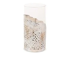 Eurofirany Stiklinė dekoratyvinė žvakių dėtuvė, smėlio spalvos, 16 cm pločio ir 32 cm ilgio, svetainės ar miegamojo dekorui, elegantiškas namų aksesuaras, stilinga interjero detalė