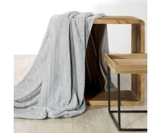 Eurofirany DESIGN 91 CINDY2 Minkštas ir švelnus pledas su įspaustu kubelių raštu, 200X220 cm, spalva: pelenų