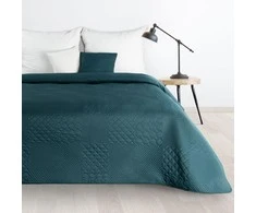 Eurofirany DESIGN 91 BONI / 5 Lovatiesė su karšto spaudimo technika įspaustu skiautinių motyvu, 170X210 cm, spalva: tamsi turkio Lovatiesė