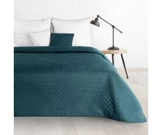 Eurofirany DESIGN 91 BONI / 5 Lovatiesė su karšto spaudimo technika įspaustu skiautinių motyvu, 220X240 cm, spalva: tamsi turkio Lovatiesė