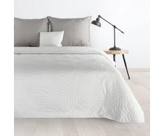 Eurofirany DESIGN 91 BONI / 6 Lovatiesė, dygsniuota karšto spaudimo būdu su lapų raštu, 170X210 cm, spalva: balta Lovatiesė