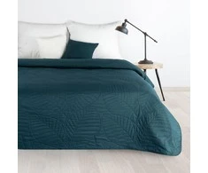 Eurofirany DESIGN 91 BONI / 6 Lovatiesė, dygsniuota karšto spaudimo būdu su lapų raštu, 170X210 cm, spalva: tamsi turkio Lovatiesė