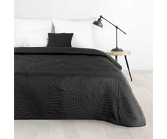 Eurofirany DESIGN 91 BONI / 6 Lovatiesė, dygsniuota karšto spaudimo būdu su lapų raštu, 170X210 cm, spalva: juoda Lovatiesė