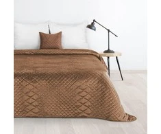 Eurofirany DESIGN 91 LUIZ / 3 Aksominė lovatiesė, dygsniuota karšto spaudimo būdu su geometriniu raštu, 170X210 cm, spalva: plytų Lovatiesė