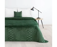 Eurofirany DESIGN 91 LUIZ / 3 Aksominė lovatiesė, dygsniuota karšto spaudimo būdu su geometriniu raštu, 170X210 cm, spalva: tamsi žalia Lovatiesė
