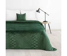 Eurofirany DESIGN 91 LUIZ / 3 Aksominė lovatiesė, dygsniuota karšto spaudimo būdu su geometriniu raštu, 220X240 cm, spalva: tamsi žalia Lovatiesė