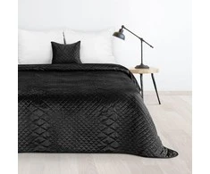 Eurofirany DESIGN 91 LUIZ / 3 Aksominė lovatiesė, dygsniuota karšto spaudimo būdu su geometriniu raštu, 170X210 cm, spalva: juoda Lovatiesė