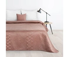 Eurofirany DESIGN 91 LUIZ / 3 Aksominė lovatiesė, dygsniuota karšto spaudimo būdu su geometriniu raštu, 170X210 cm, spalva: rožinė Lovatiesė