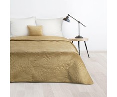 Eurofirany DESIGN 91 LUIZ / 4 Aksominė lovatiesė, dygsniuota karšto spaudimo būdu su palmių lapų raštu, 170X210 cm, spalva: smėlio Lovatiesė